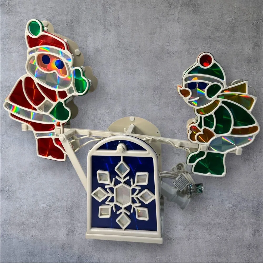 Vintage Christmas Light-Up‎ Santa & Snowman Seesaw- It Teeter-Totters!